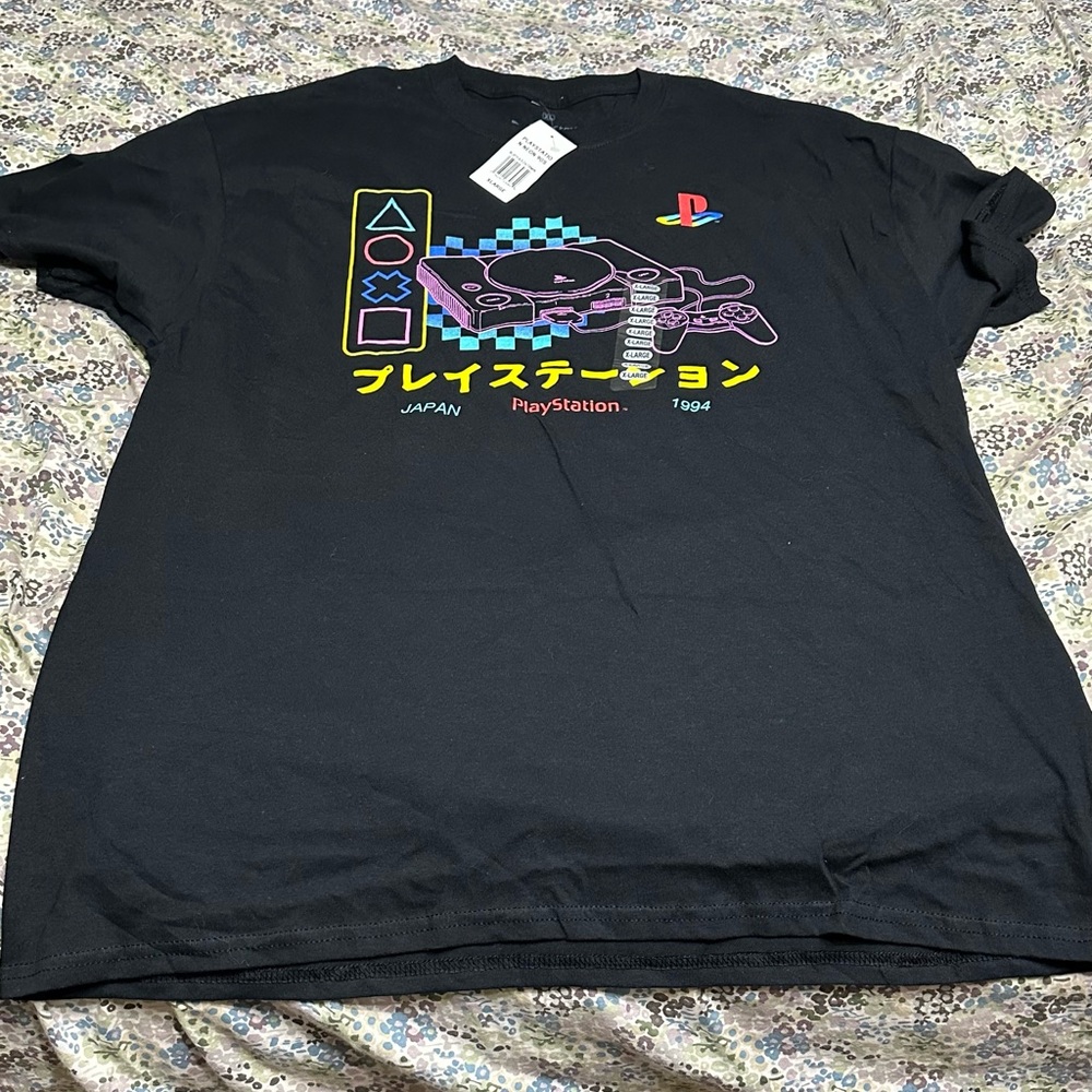 Japan Playstation 1994 neon 90's T Shirt Size XL